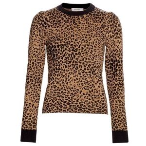 Frame Cheetah Print puff sleeve crew neck pullover sweater. Small